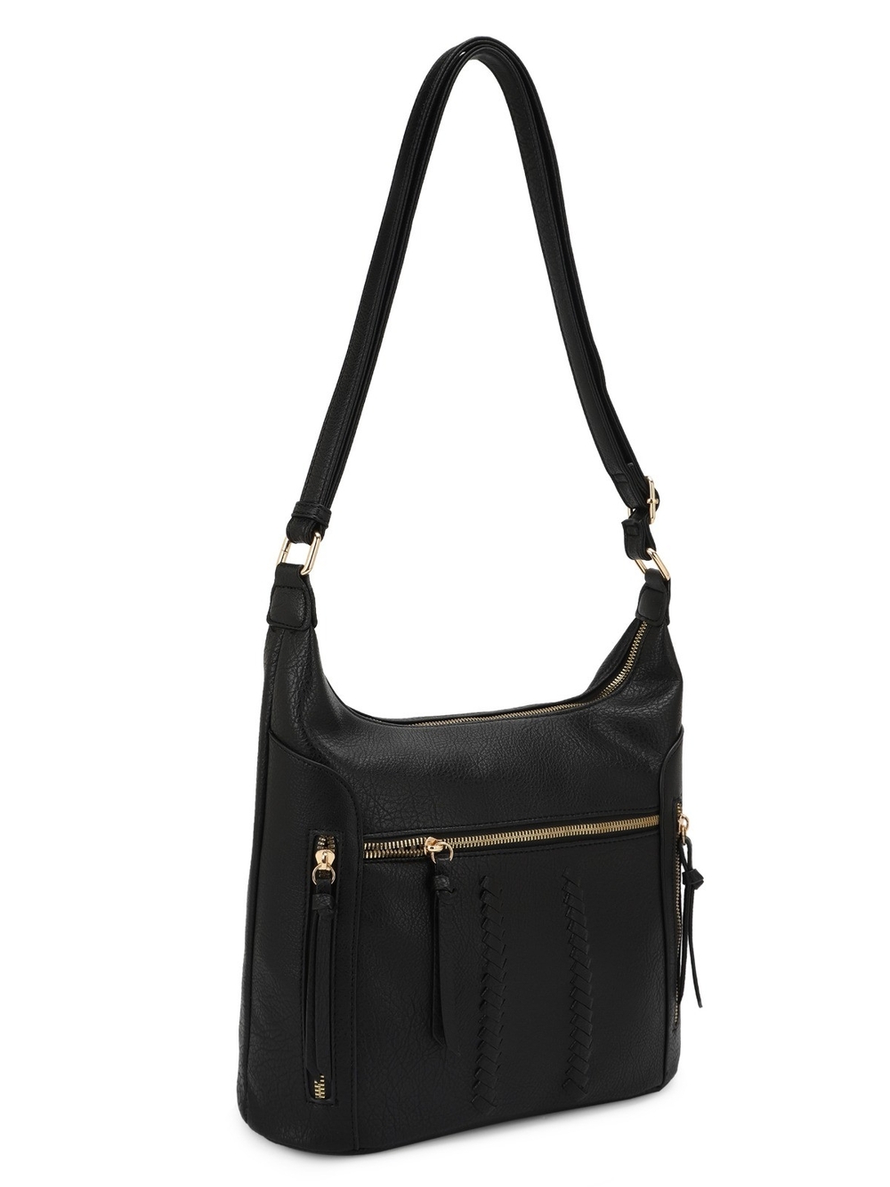 Classic Leather Shoulder Bag, Black And Earth Taupe Available
